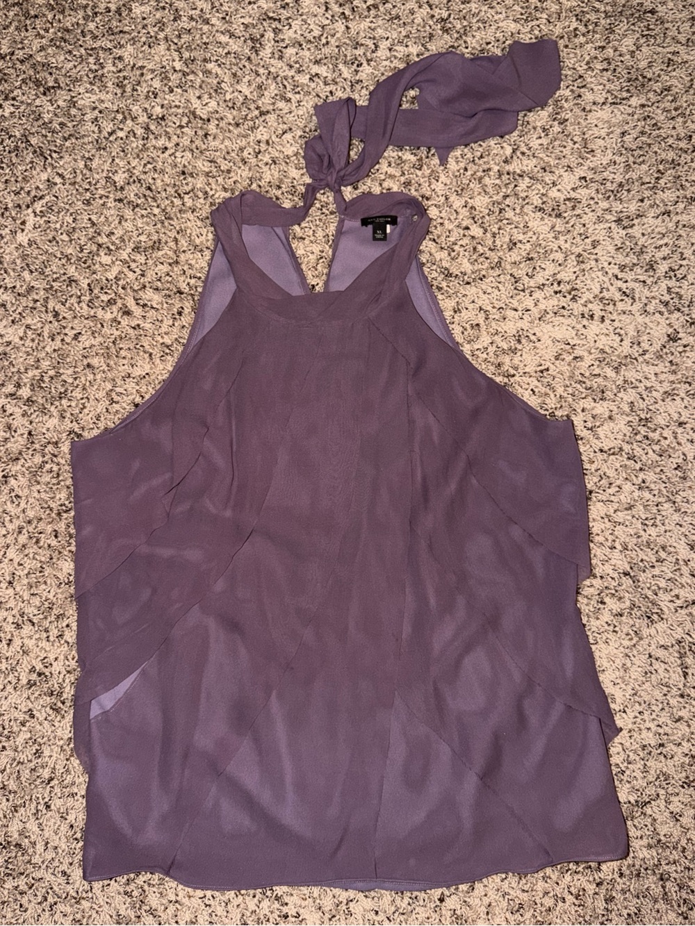 Ann Taylor Lavender Halter Chiffon Flowy Top XL